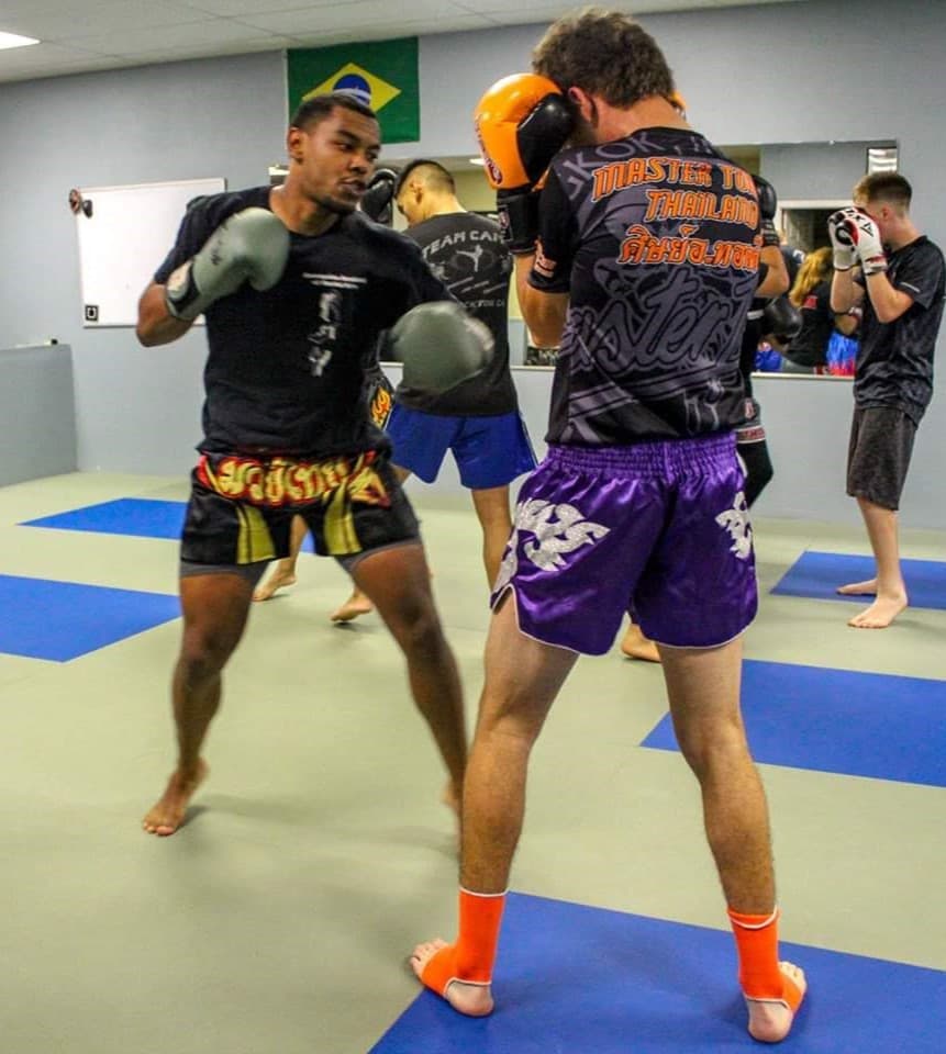 Isaiah Ferguson sparring during Muay Thai training